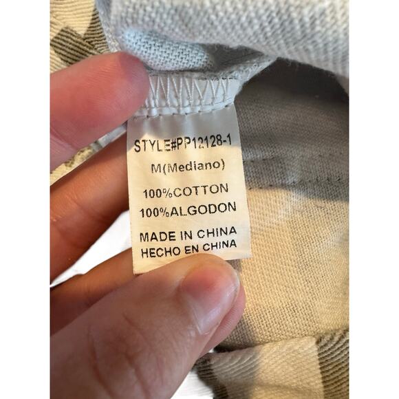 Paper Moon Checkered High Rise Shorts Medium Tan White Retro Summer - Picture 9 of 9